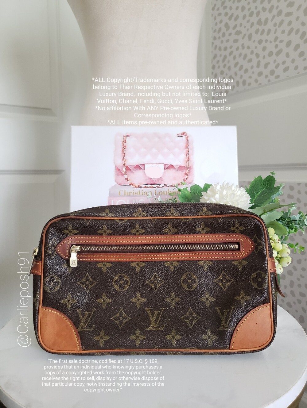 Authentic Pre-owned Vintage Louis Vuitton Monogram Marly Dragonne Clutch - Picture 2 of 13